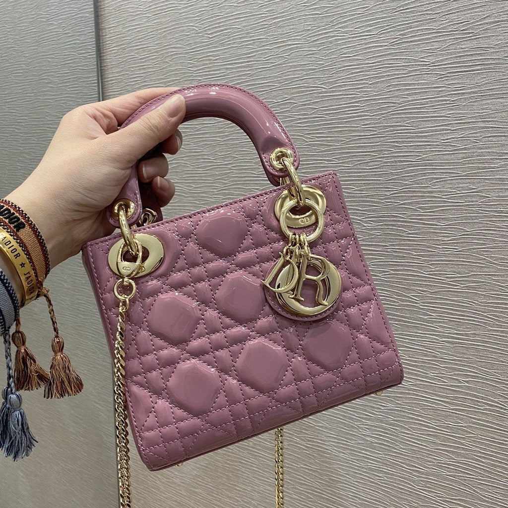 DIOR MINI LADY BAG 17 PINK PATENT CALFSKIN