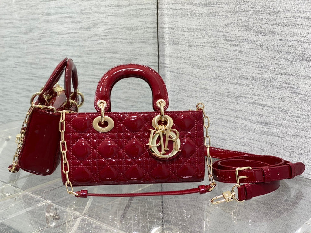 DIOR SMALL LADY D-JOY 22 RED PATENT CALFSKIN