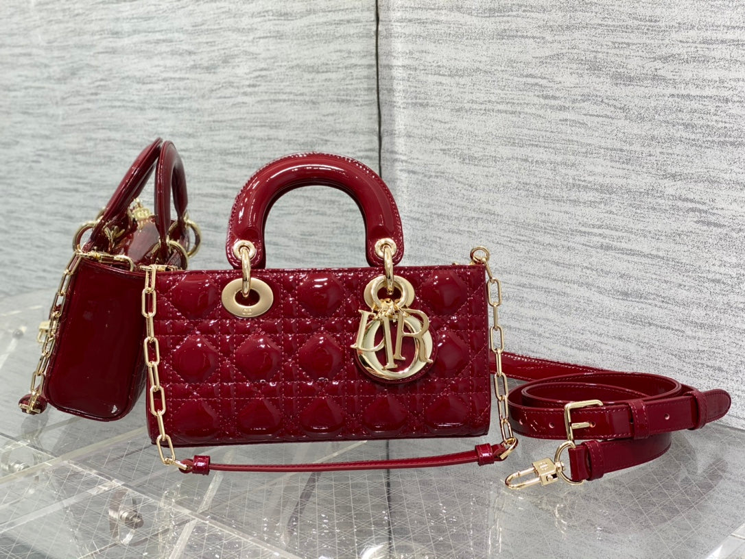 DIOR SMALL LADY D-JOY 22 RED PATENT CALFSKIN