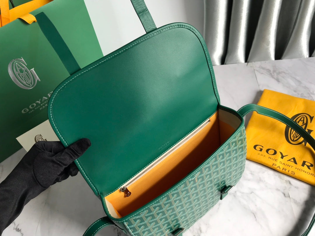 BELVEDERE II BAG 28 IN GREEN GOYARDINE CANVAS