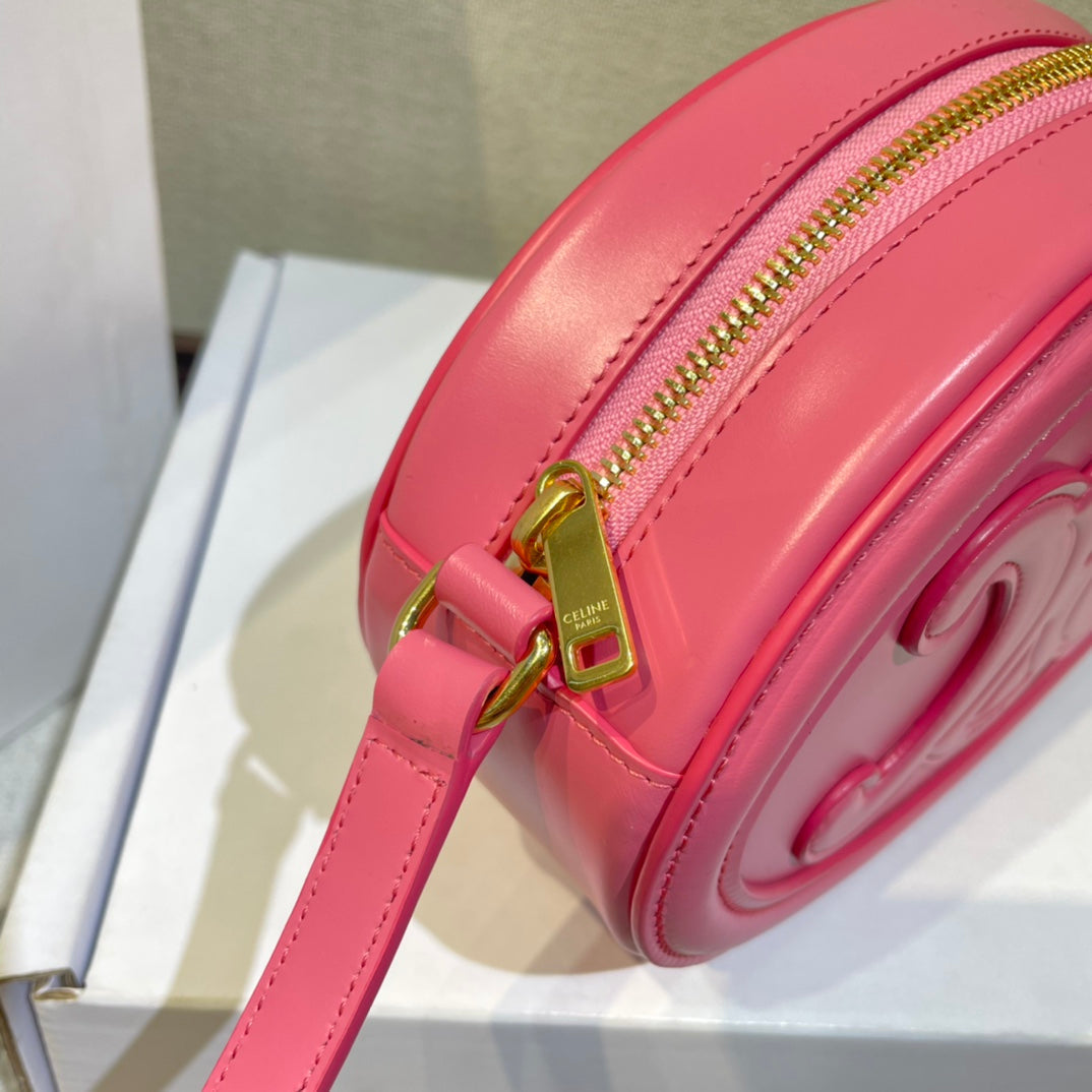 CELINE OVAL PURSE BAG 20 IN ROUGE PINK CALFSKIN