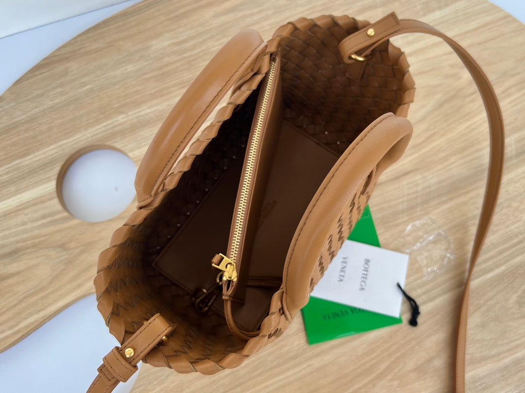 BOTTEGA VENETA MINI CABAT 20 IN BRONZE BROWN LAMBSKIN