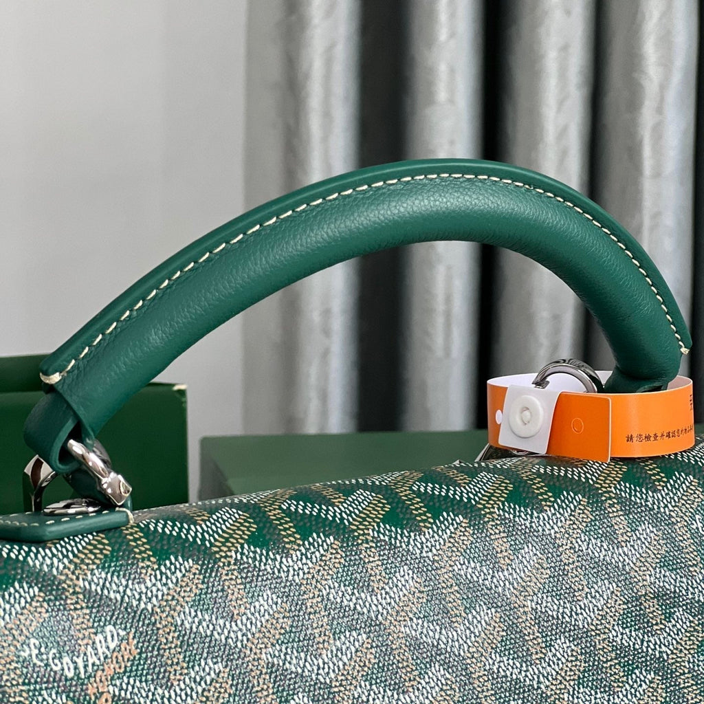 SAINT LÉGER BACKPACK 35 IN GREEN GOYARDINE CANVAS AND CALFSKIN WITH CARTOON PATCH