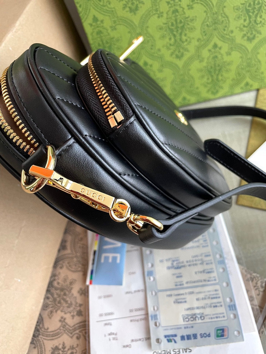 GUCCI MARMONT HEART BAG 20 IN BLACK CALFSKIN GOLD HARDWARE
