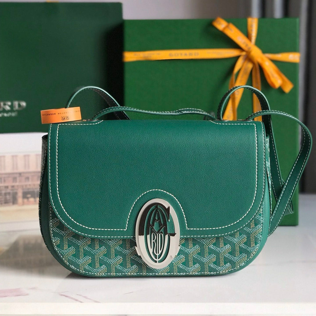 233 BAG 25 IN GREEN CALFKIN AND GOYARDINE CANVAS