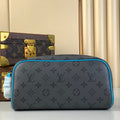 LOUIS VUITTON DOPP KIT 28 IN GUN METAL MONOGRAM ECLIPSE CANVAS AND TURQUOISE CALFSKIN TRIM