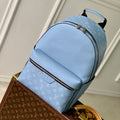 LOUIS VUITTON DISCOVERY SLIM BACKPACK 38 BLUE MONOGRAM COATED CANVAS AND CALFSKIN