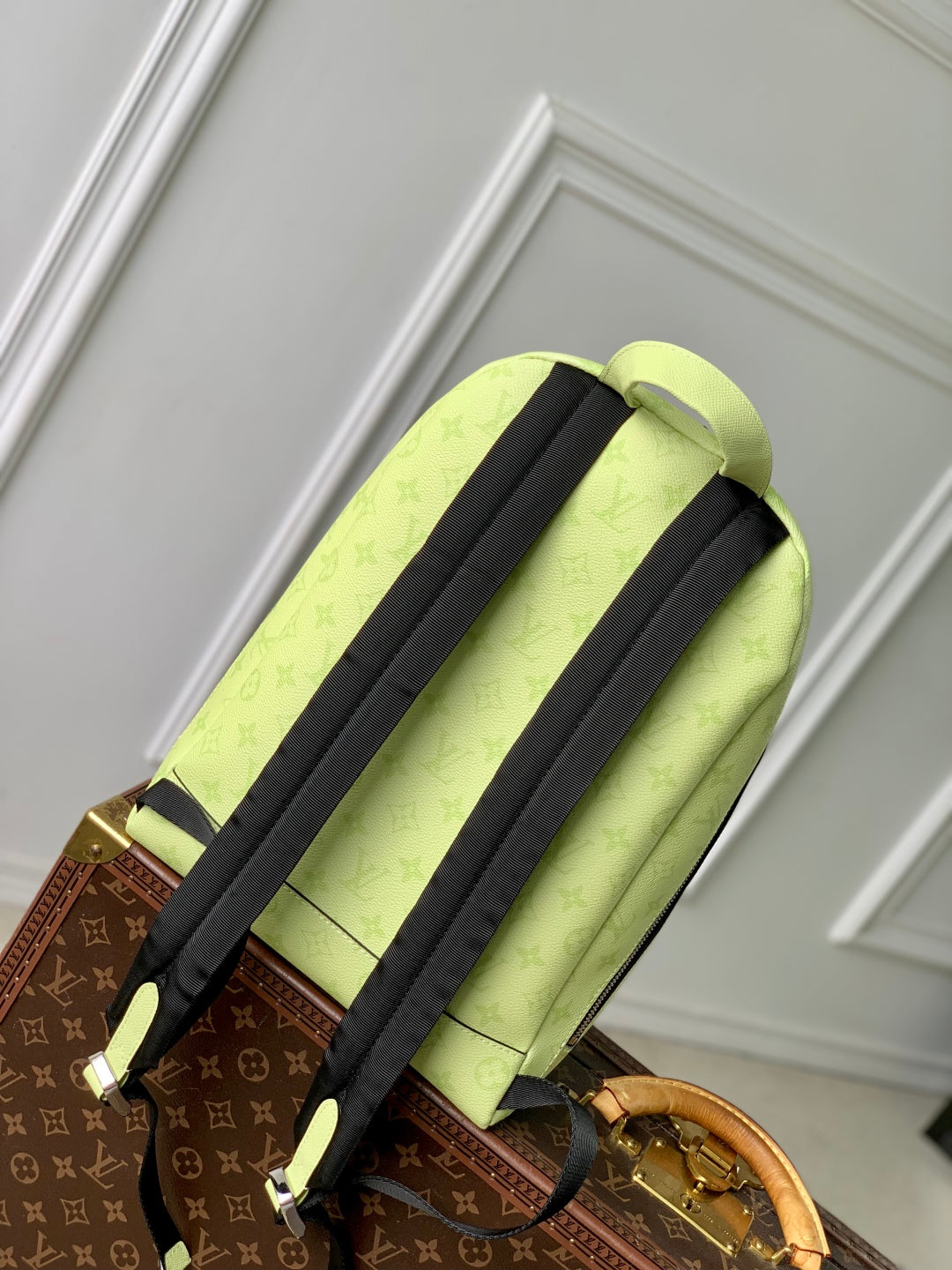 LOUIS VUITTON DISCOVERY SLIM BACKPACK 38 IN LEMON YELLOW MONOGRAM ECLIPSE REVERSE CALFSKIN