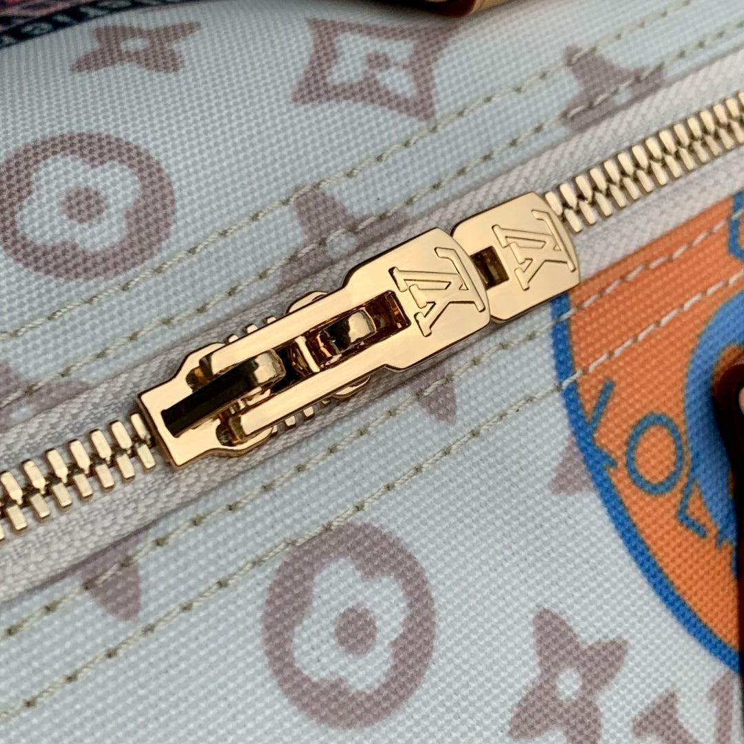 LOUIS VUITTON SPEEDY SOFT 30 IN WHITE MONOGRAM DUNE CANVAS AND CALFSKIN