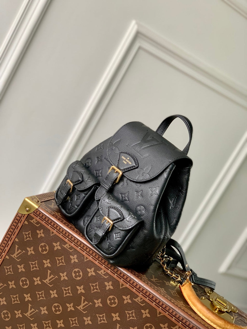 LOUIS VUITTON BACKUP BACKPACK 22 IN BLACK MONOGRAM EMPREINTE LEATHER