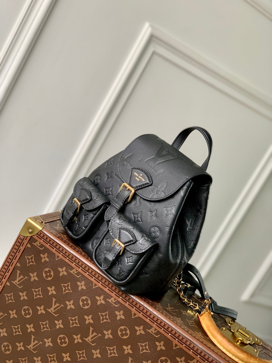 LOUIS VUITTON BACKUP BACKPACK 22 IN BLACK MONOGRAM EMPREINTE LEATHER