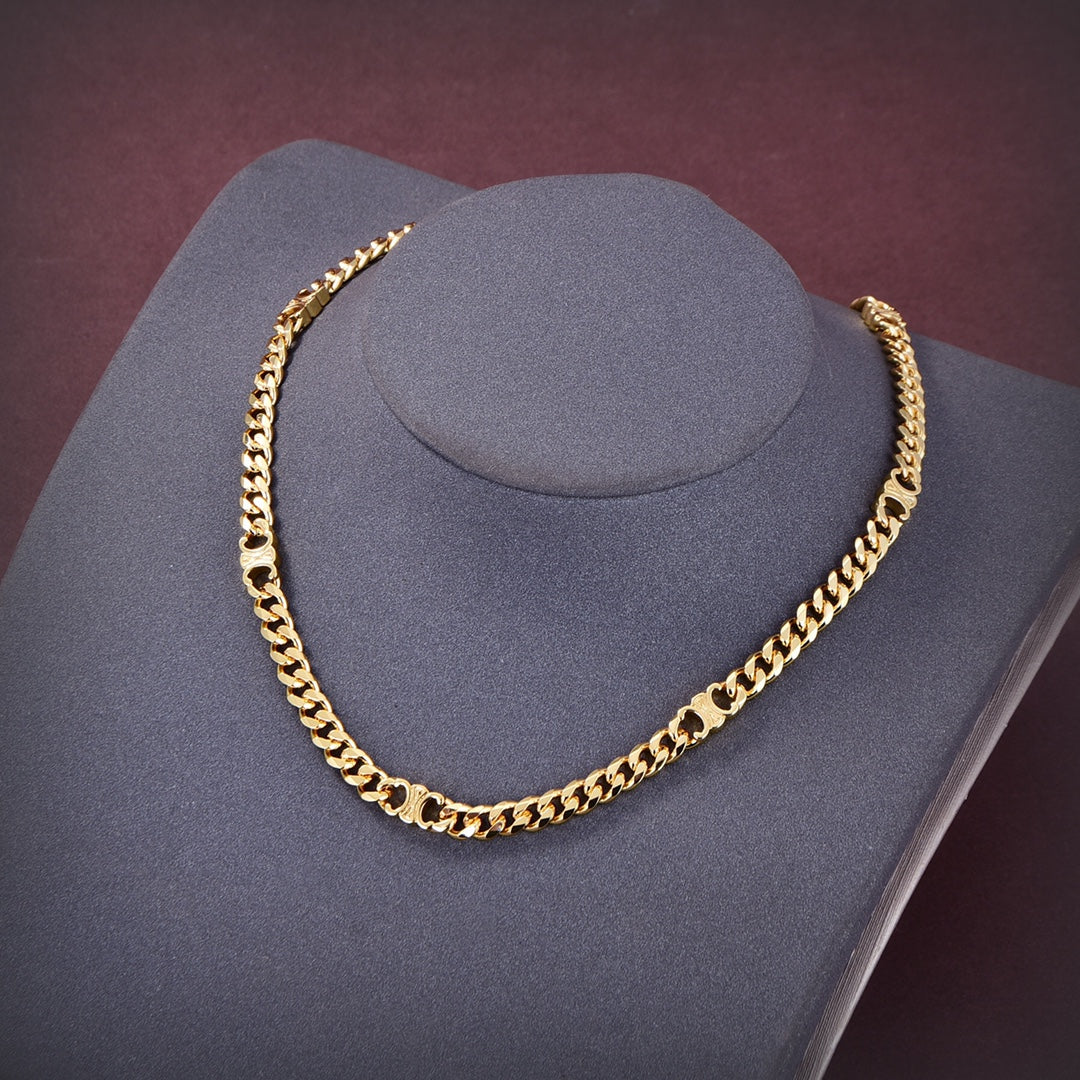 18K Dior Celine Small Gourmette Necklace