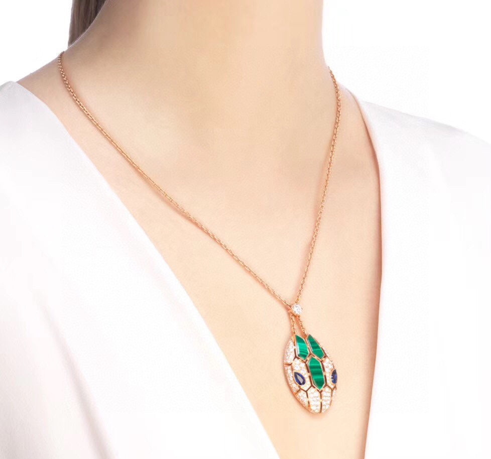 18K BVLGARI Serpenti Malachite Necklace