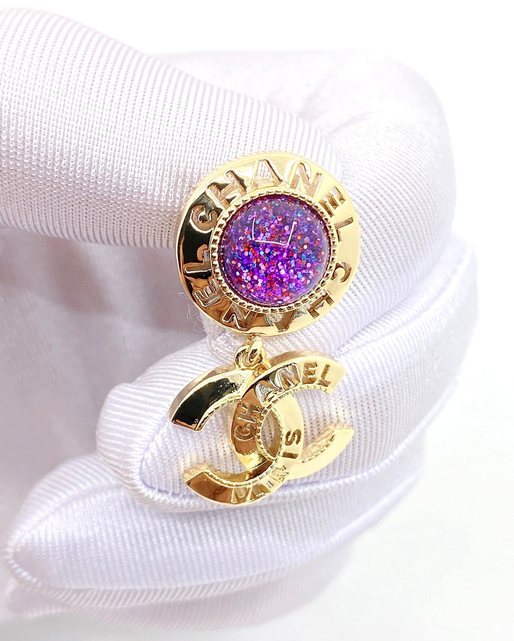 18K  Chanel Purple Crystals Earrings