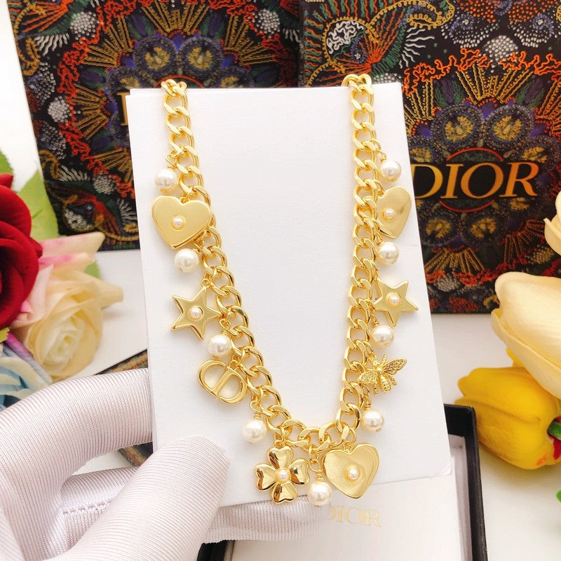 18K Dior Star Pearl Gold Necklace