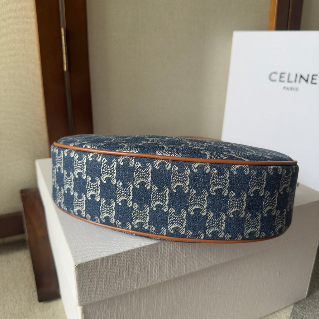 CELINE AVA BAG 24 IN BAYOUX BLUE TRIOMPHE DENIM
