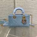 DIOR SMALL 16 LADY D-JOY BAG  IN POWDER BLUE CANNAGE LAMBSKIN WITH EMBROIDERED BEADWORK  BEADWORK