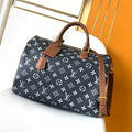 LOUIS VUITTON LV 25S SPEEDY BANDOULIÈRE BAG 40 IN CHARCOAL BLUE CALFSKIN GOLD HARDWARE