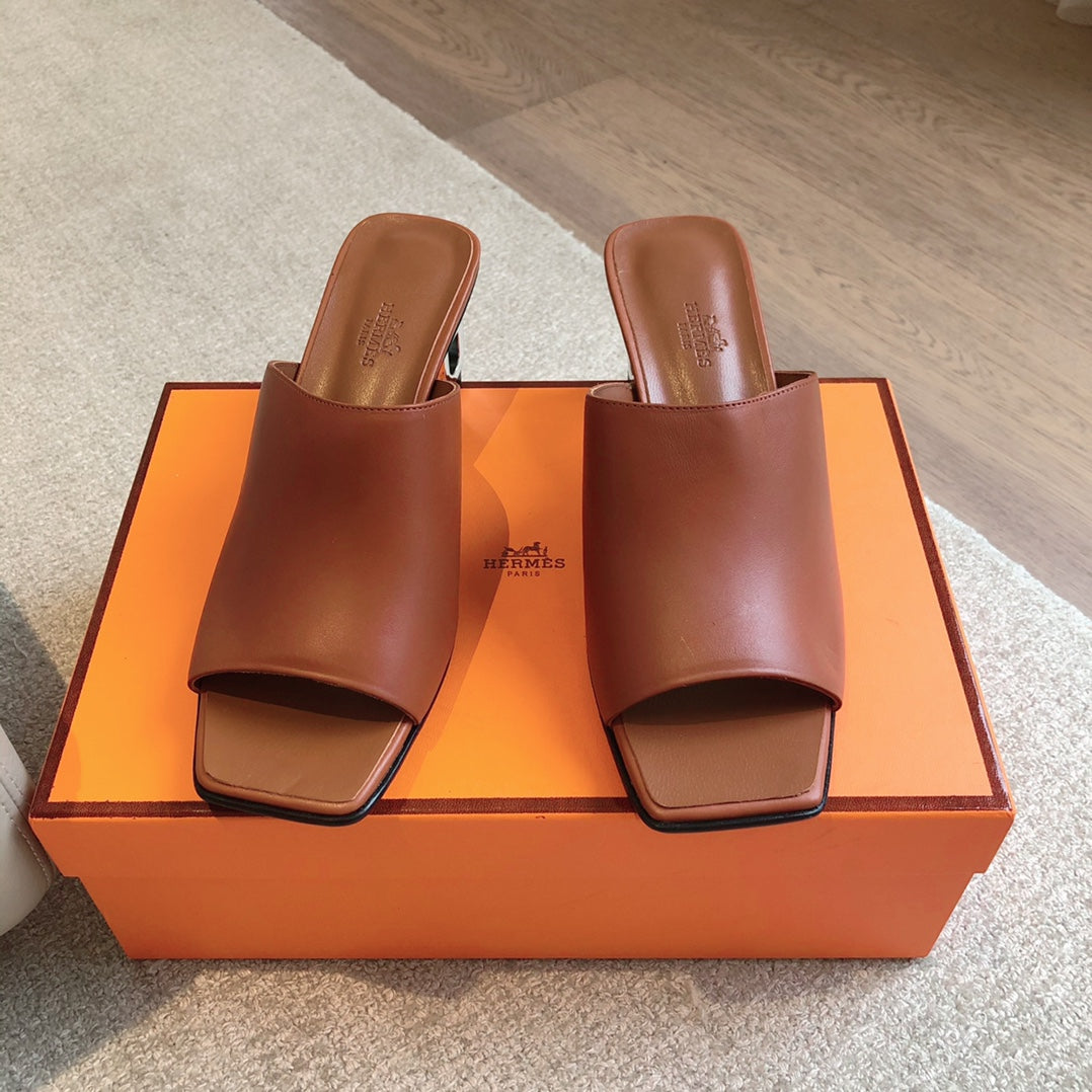 HERMES ICONIQUE 60 SANDAL CARAMEL CALFSKIN
