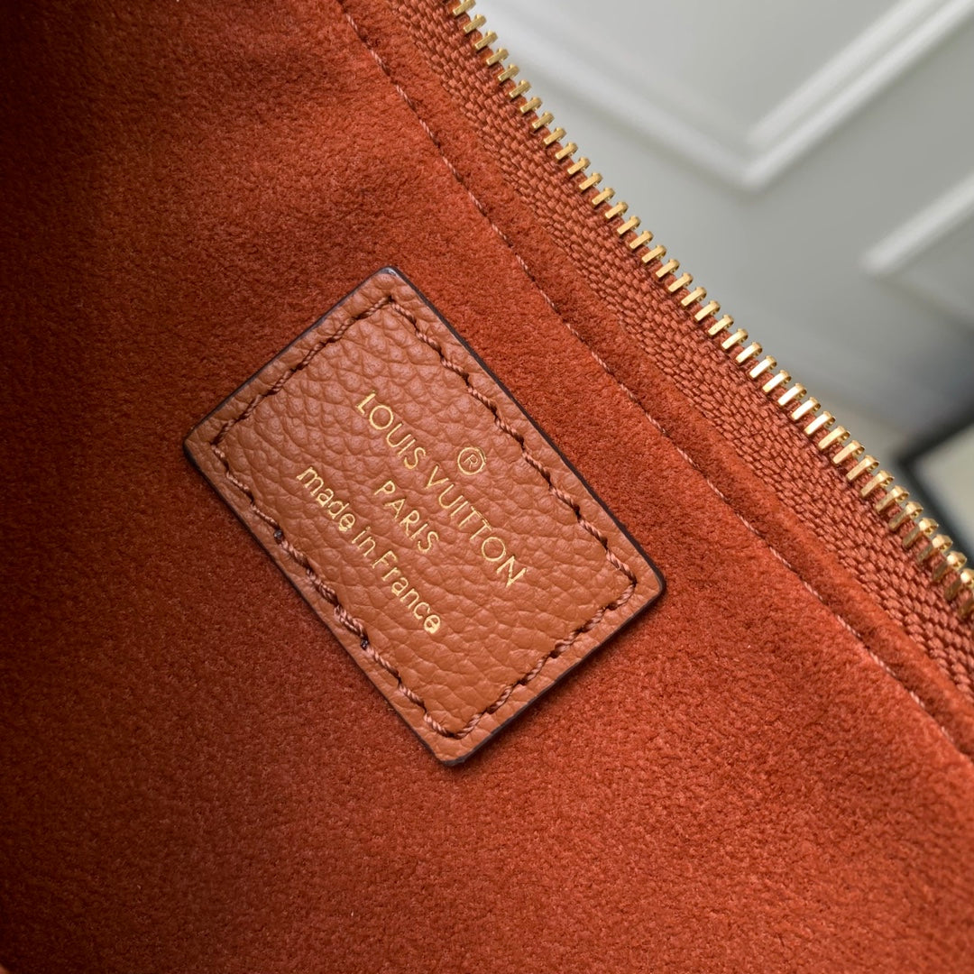 LOUIS VUITTON LIV POCHETTE BAG 24 IN COGNAC BROWN MONOGRAM EMPREINTE LEATHER