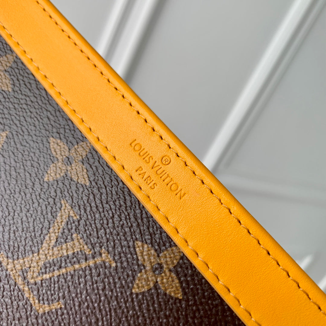 LOUIS VUITTON GASTON WEARABLE WALLET 18 IN BROWN MONOGRAM CANVAS MIX YELLOW CALFSKIN