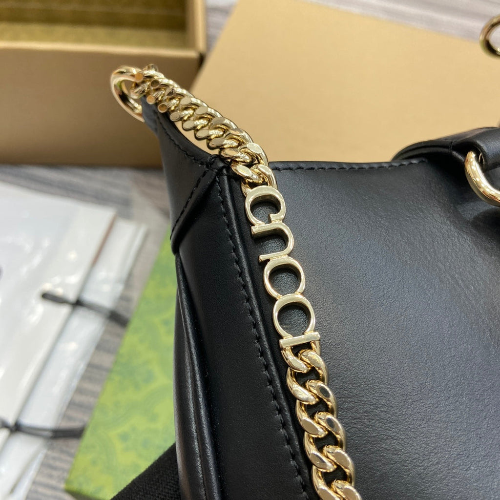 GUCCI JACKIE NOTTE MINI BAG 19 IN BLACK CALFSKIN GOLD HARDWARE