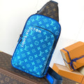 LOUIS VUITTON AVENUE SLINGBAG 31 IN BLUE AND BROWN TAIGA LEATHER