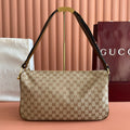 GUCCI 26S SHOULDER BAG 38 IN WARM BEIGE AND BROWN CANVAS