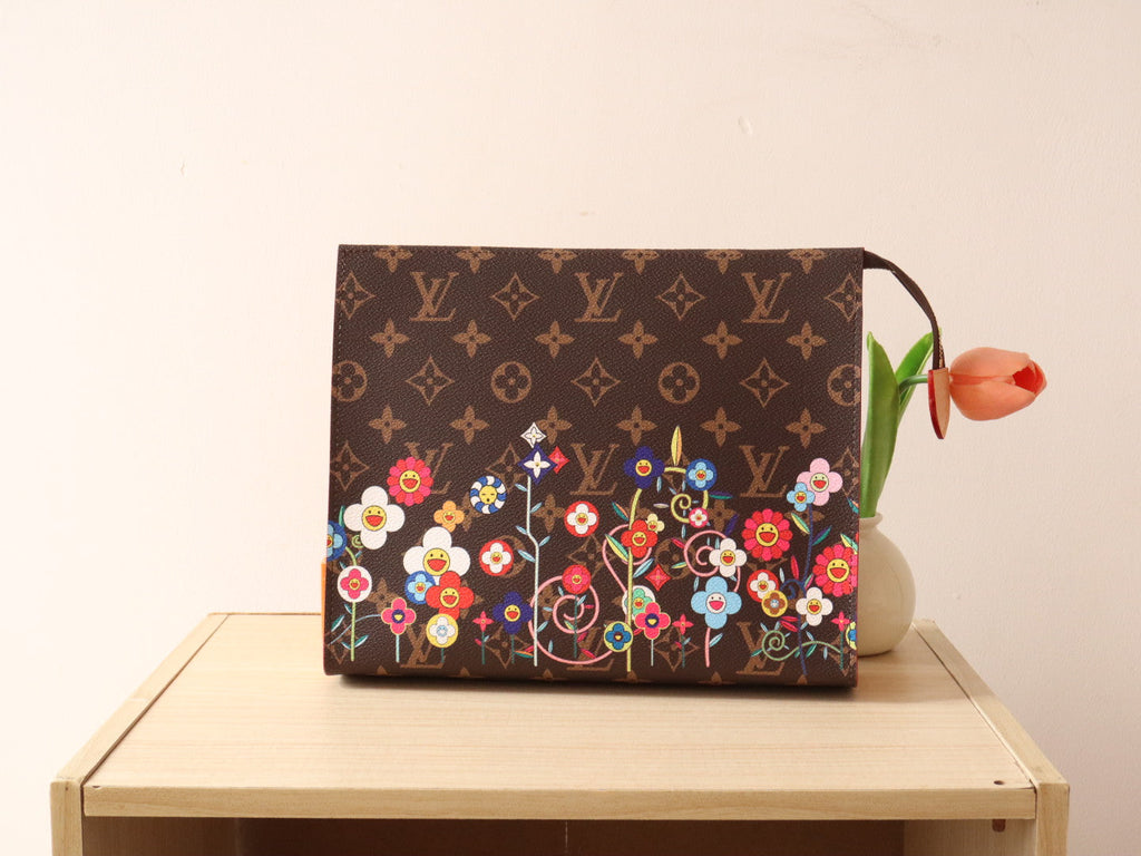 LOUIS VUITTON TOILETRY POUCH 25 CM BAG IN BROWN MONOGRAM CALFSKIN WITH STICKER