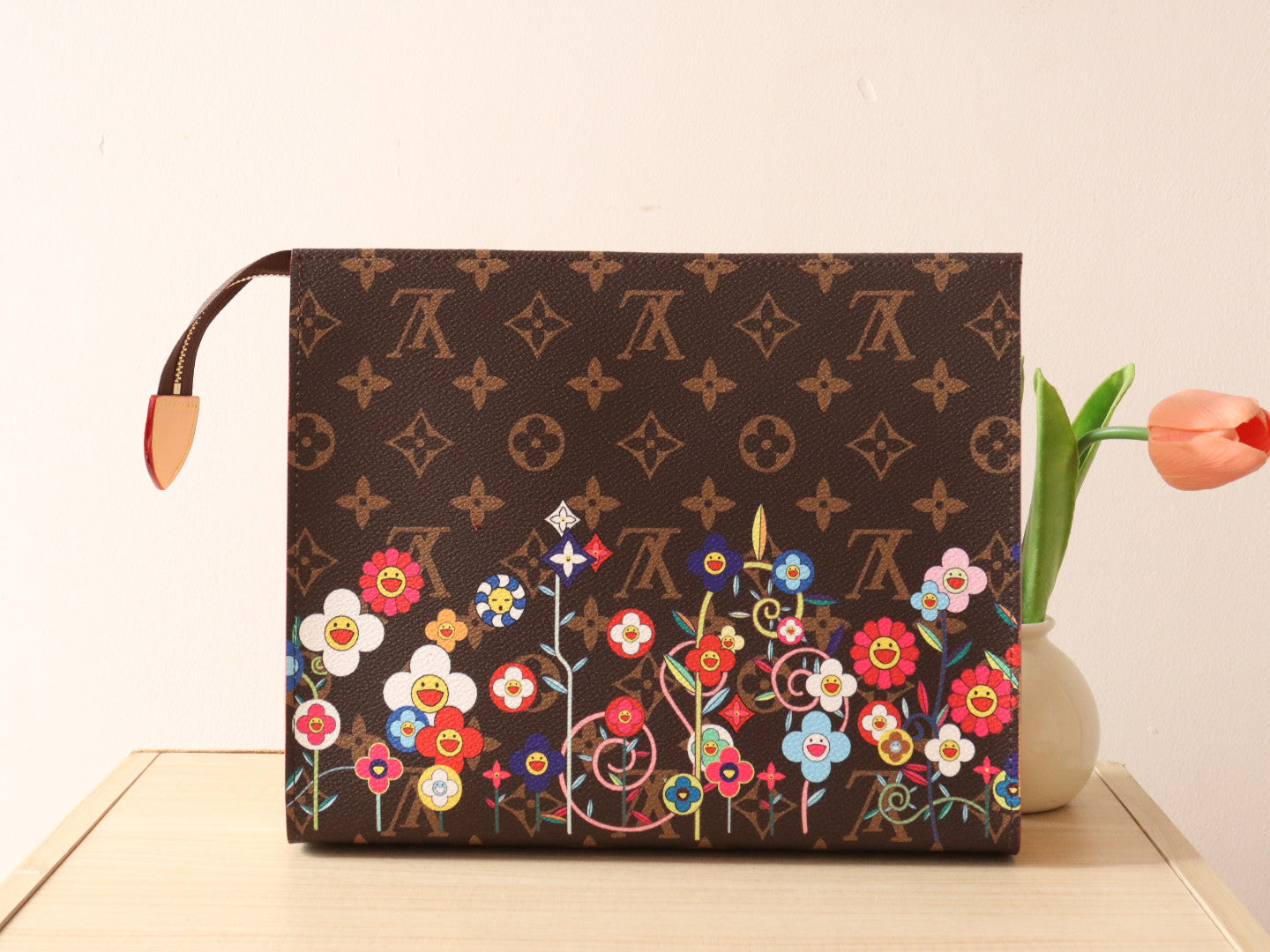 LOUIS VUITTON TOILETRY POUCH 25 CM BAG IN BROWN MONOGRAM CALFSKIN WITH STICKER