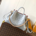 LOUIS VUITTON LV 25S BELLA TOTE BAG 32 IN PINK GREY PERFORATED MAHINA CALFSKIN