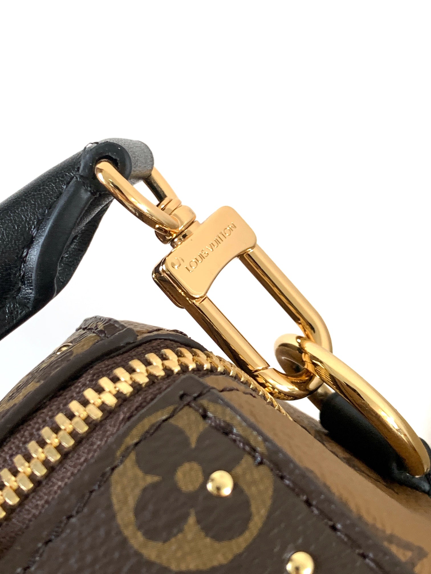LOUIS VUITTON LV 25S SPEEDY TRUNK BAG 27 IN BROWN MONOGRAM COATED CANVAS AND BLACK CALFSKIN