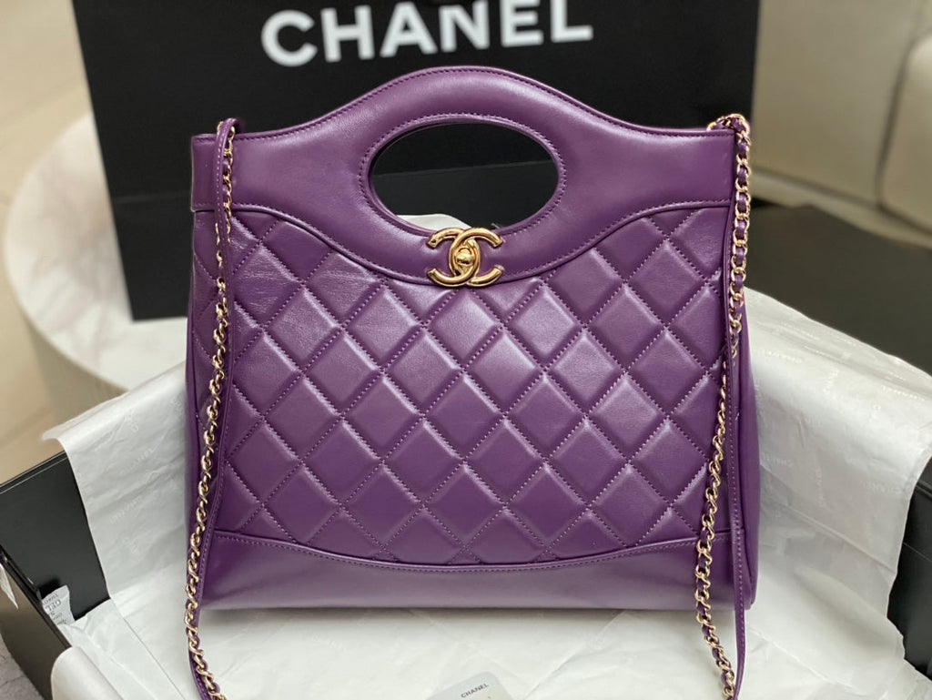 CHANEL SMALL 30 SHOPPING BAG IN VIOLET PURPLE CALFSKIN