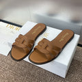 DIOR D-CLUB SLIDE SANDAL 25S IN BROWN CALFSKIN