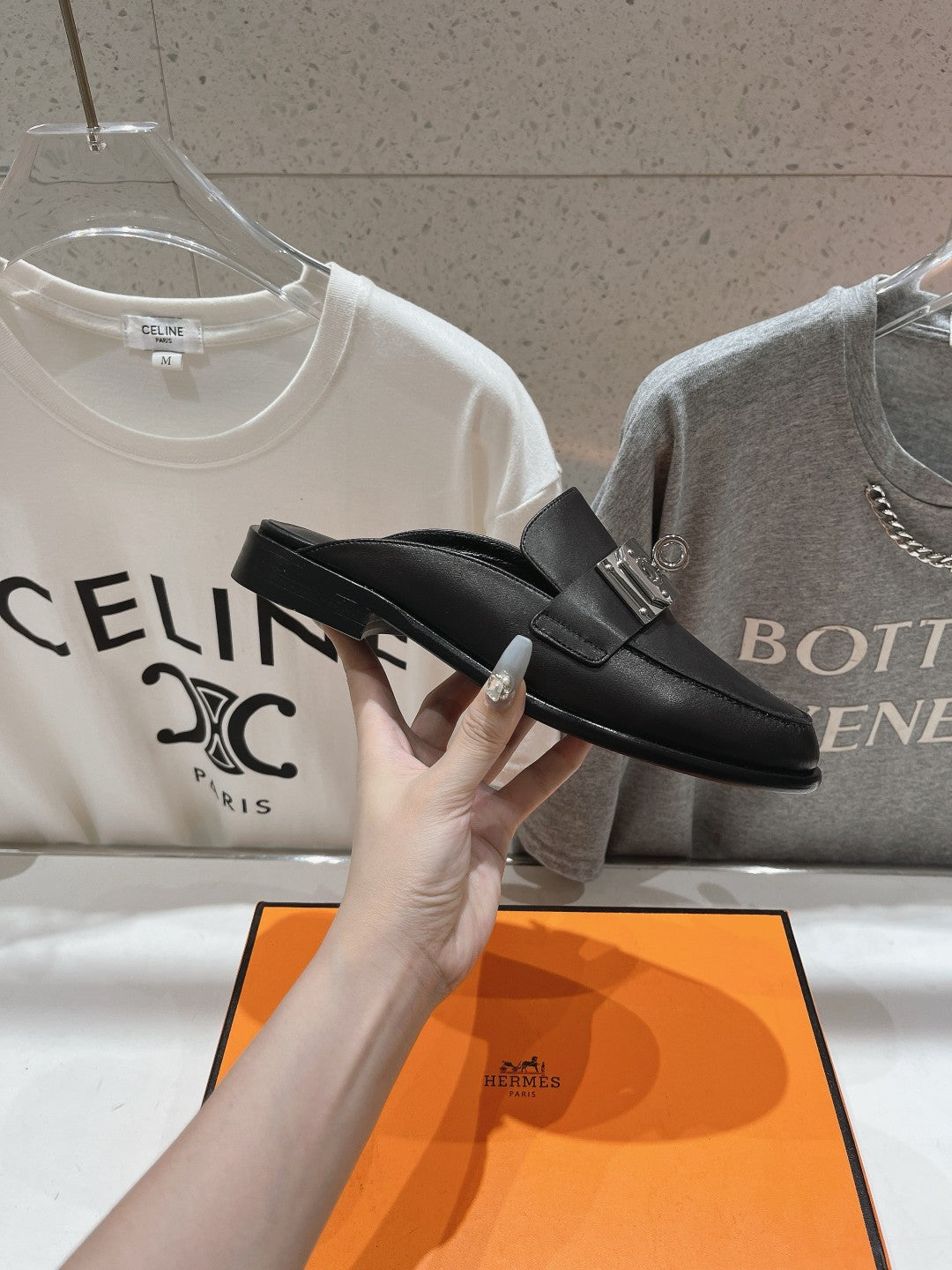 HERMES IOTA MULE BLACK CALFSKIN