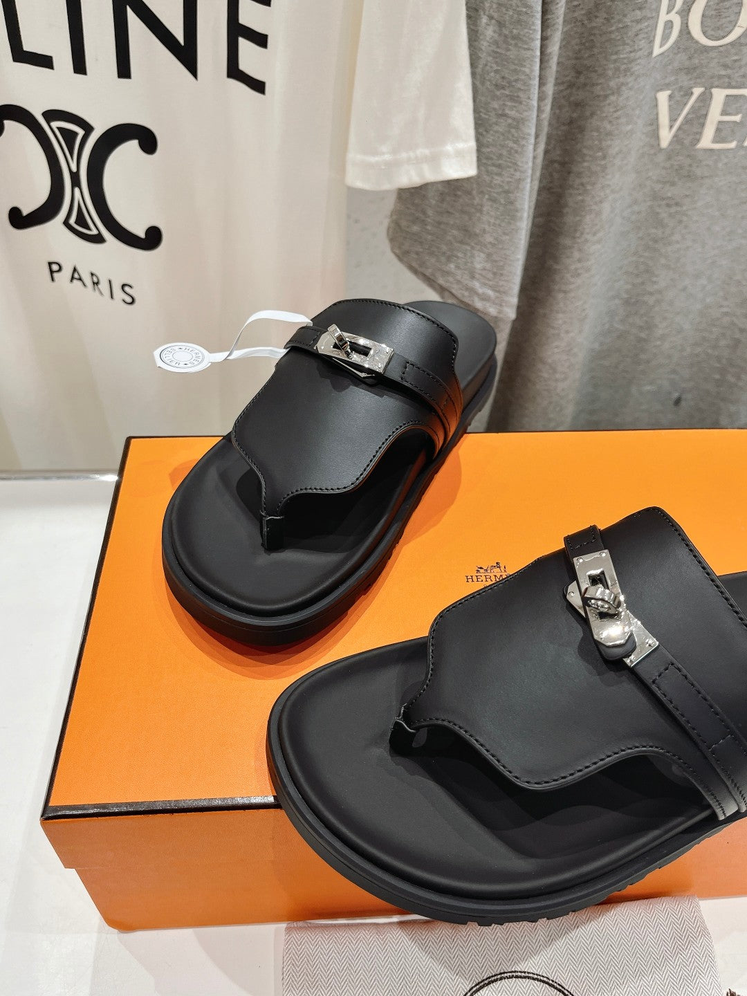 HERMES EMPIRE SANDAL BLACK CALFSKIN